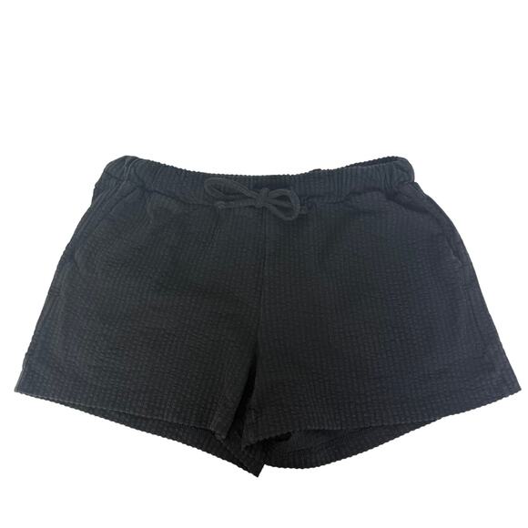 Madewell Womens Seersucker Ribbed Drawstring Pull-On Pockets Black Shorts XS - Picture 1 of 9